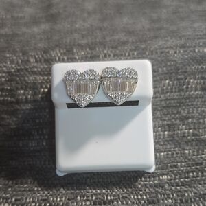 925 Sterling Silver Moissanite Heart Earrings